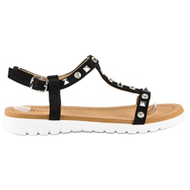 Bestelle Bequeme flache Sandalen schwarz
