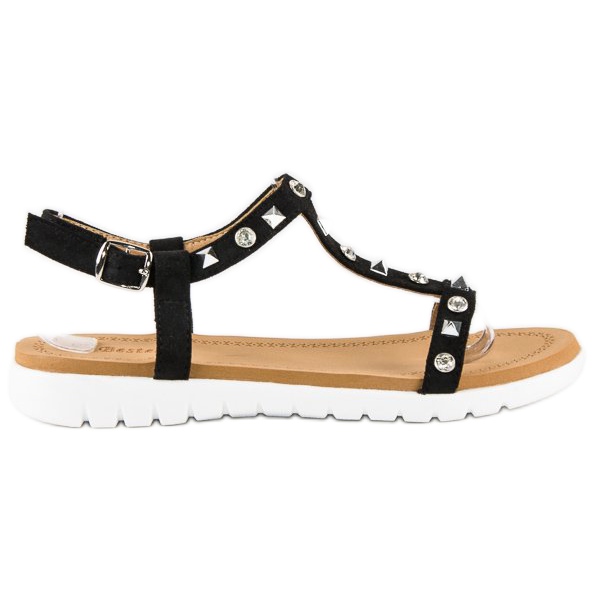 Bestelle Bequeme flache Sandalen schwarz