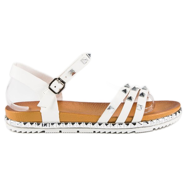 Anesia Paris Rock flache Sandalen weiß