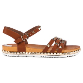 Anesia Paris Rock flache Sandalen braun