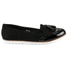 Super Me Schwarze Loafer mit Fransen