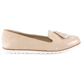 Super Me Beige Slipper mit Fransen