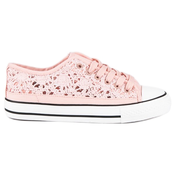 Sneakers aus Spitze rosa