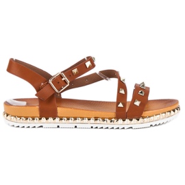Anesia Paris Braune Sandalen mit Nieten