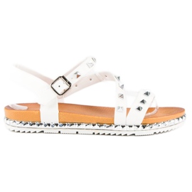 Anesia Paris Weiße Sandalen mit Nieten