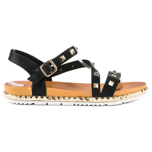 Anesia Paris Schwarze Sandalen mit Nieten