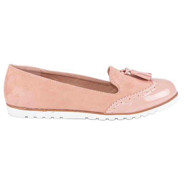 Super Me Rosa Mokassins mit Fransen