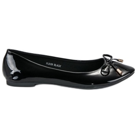Ideal Shoes Schwarz lackierte Ballerinas