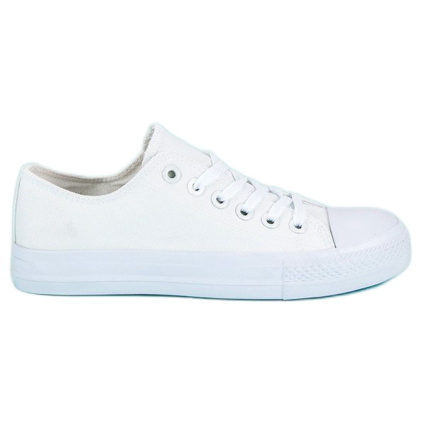 Weiße Turnschuhe mit Bindung