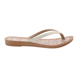 INBLU IR063 silberne Flip-Flops weiß grau