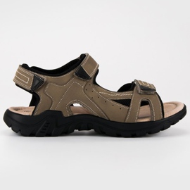 American Club Herren Sandalen mit amerikanischem Klettverschluss braun