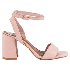 Rosa Wildledersandalen