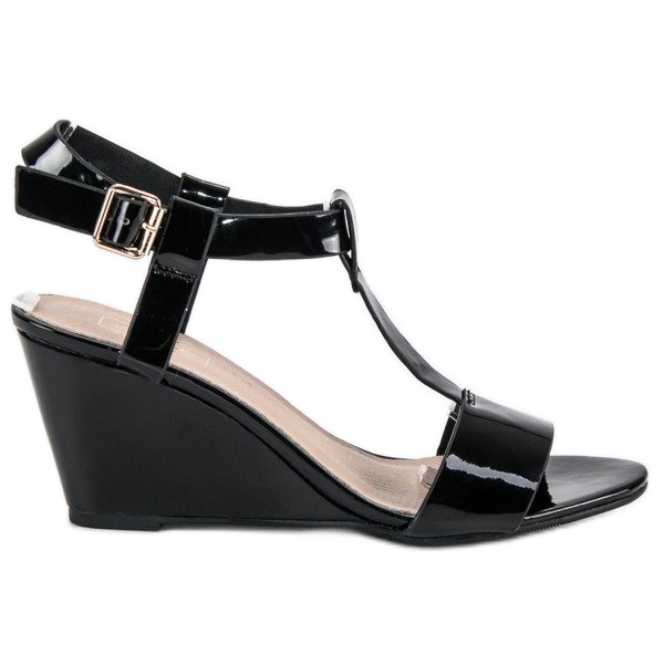 Filippo Lackierte Keilsandalen schwarz