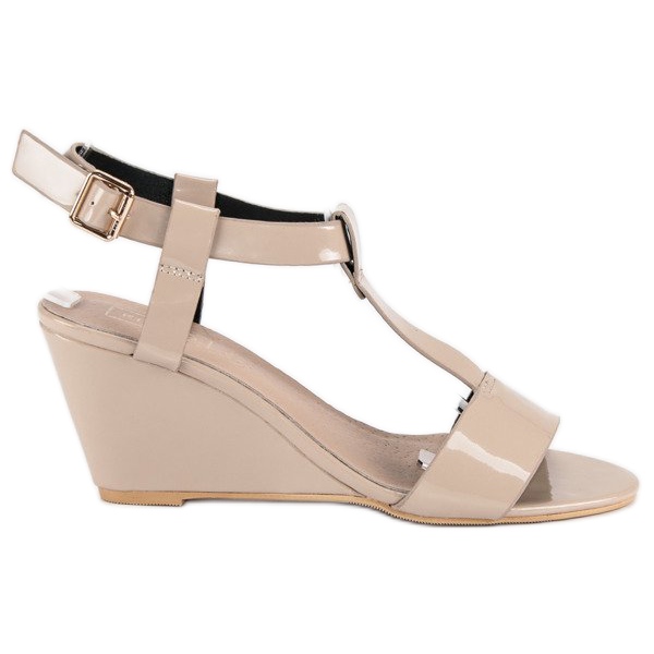 Filippo Lackierte Keilsandalen braun