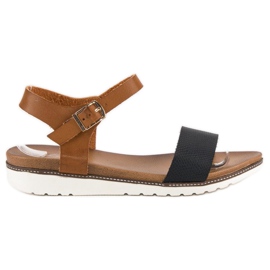 Licean Flache Sandalen mit Schnalle braun