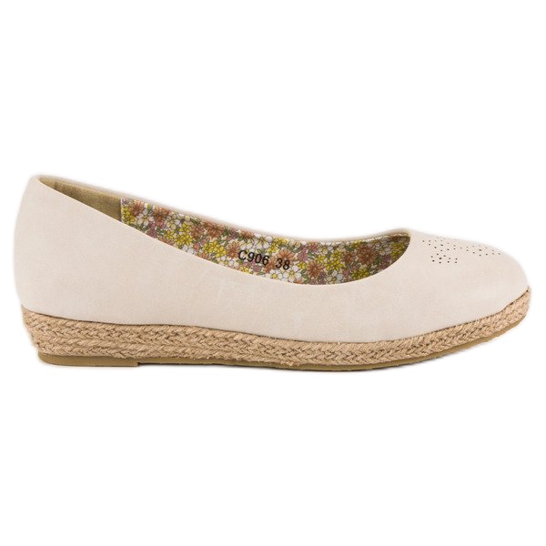 Beigefarbene Espadrilles-Ballerinas