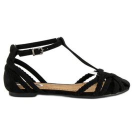 Corina Geflochtene flache Sandalen schwarz