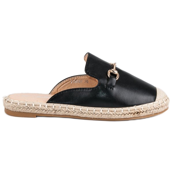 Schwarze Espadrilles-Flip-Flops
