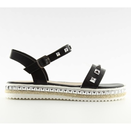 Schwarze Sandalen mit Nieten 35-132 schwarz