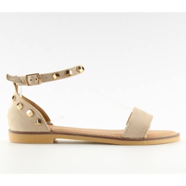 Beige Sandalen mit Nieten 117-11 beige