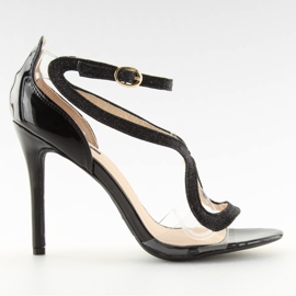 Schwarze Sandalen auf hohem Absatz 1443 schwarz