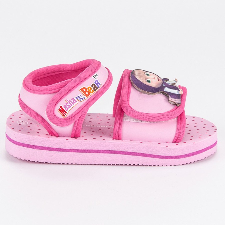 Sandalen mit Klett-Masha und einem Bären rosa