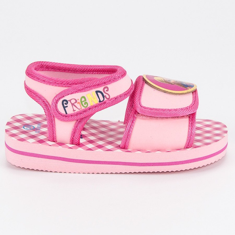 Sandalen mit Rübe, Goldhaarige und Teddybär rosa