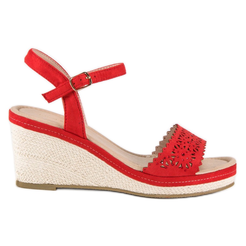 Ideal Shoes Rote Espadrilles auf dem Keil