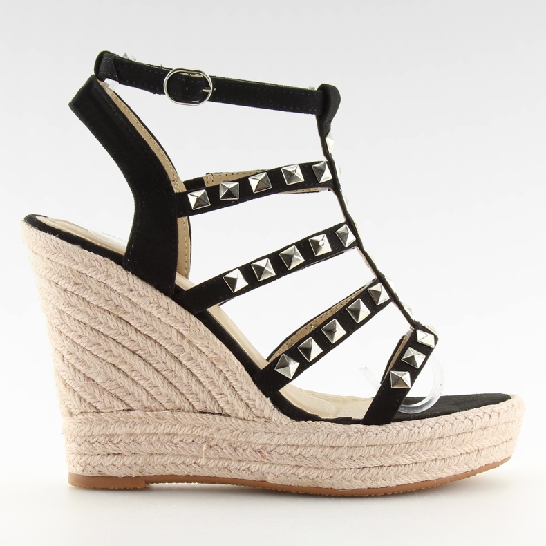 Schwarze Espadrilles auf Keilabsatz 3811-17 Schwarz