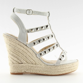 Graue Espadrilles mit Keilabsatz, grau 3811-17 Grau