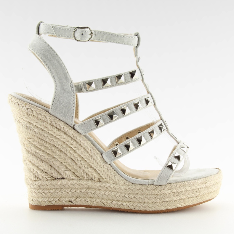 Graue Espadrilles mit Keilabsatz, grau 3811-17 Grau