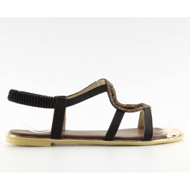 Asymmetrische schwarze Sandalen 4157 Schwarz