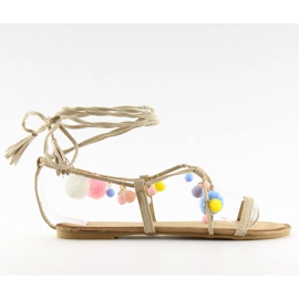 Sandalen mit Bommeln beige 6009 beige