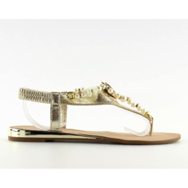 Sandalen mit Perlen Gold D580 Gold II-GAT grau