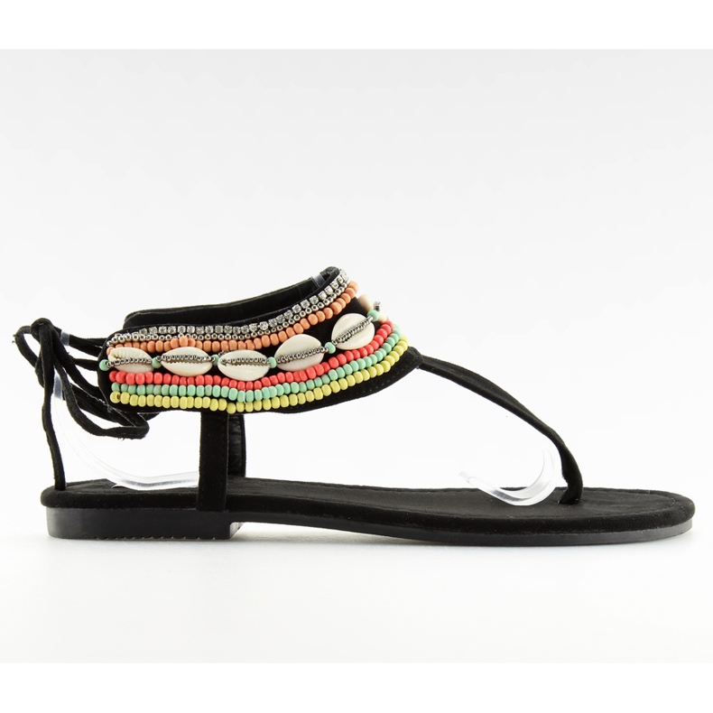 Schwarze Sandalen mit Perlen 8241 schwarz