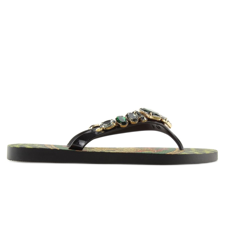 Flip-Flops mit Steinen 8250 Grün schwarz