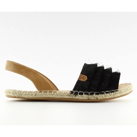 Schwarze Espadrilles im karibischen Stil 8413