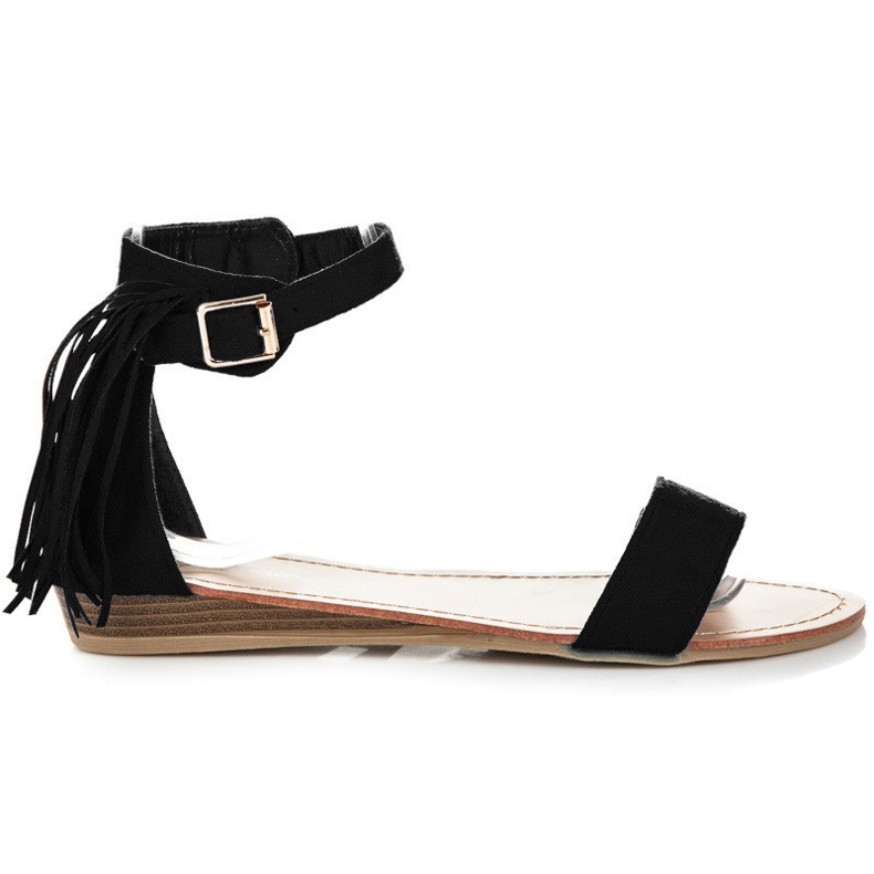 Abloom Wildledersandalen mit Fransen schwarz