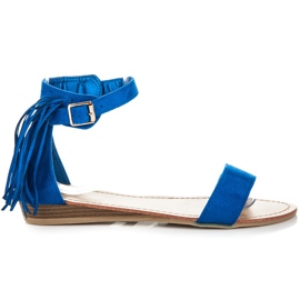 Abloom Wildledersandalen mit Fransen blau