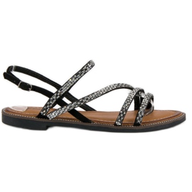 Fama Stilvolle flache Sandalen schwarz