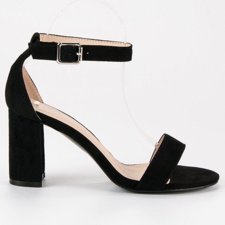 Diamantique Wildledersandalen auf einem Pfosten schwarz