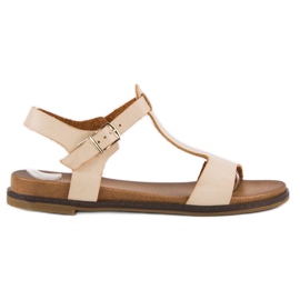 Licean Beige Sandalen mit Schnalle