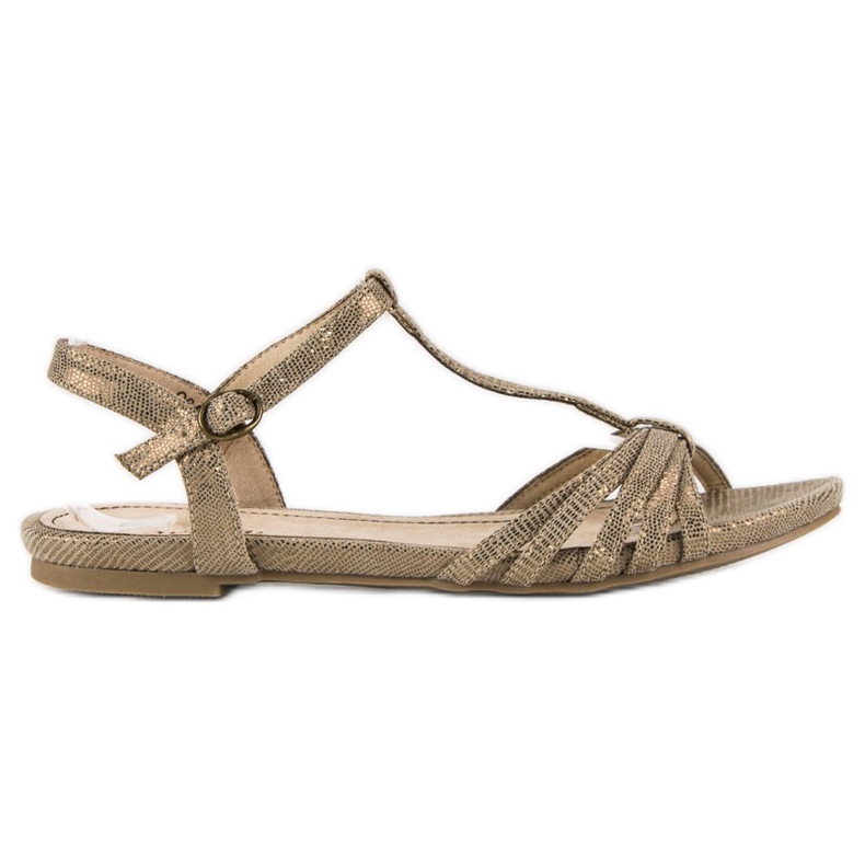 Corina Goldene flache Sandalen