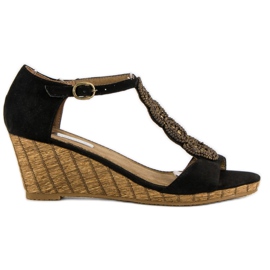 Corina Dekorative Keilsandalen schwarz