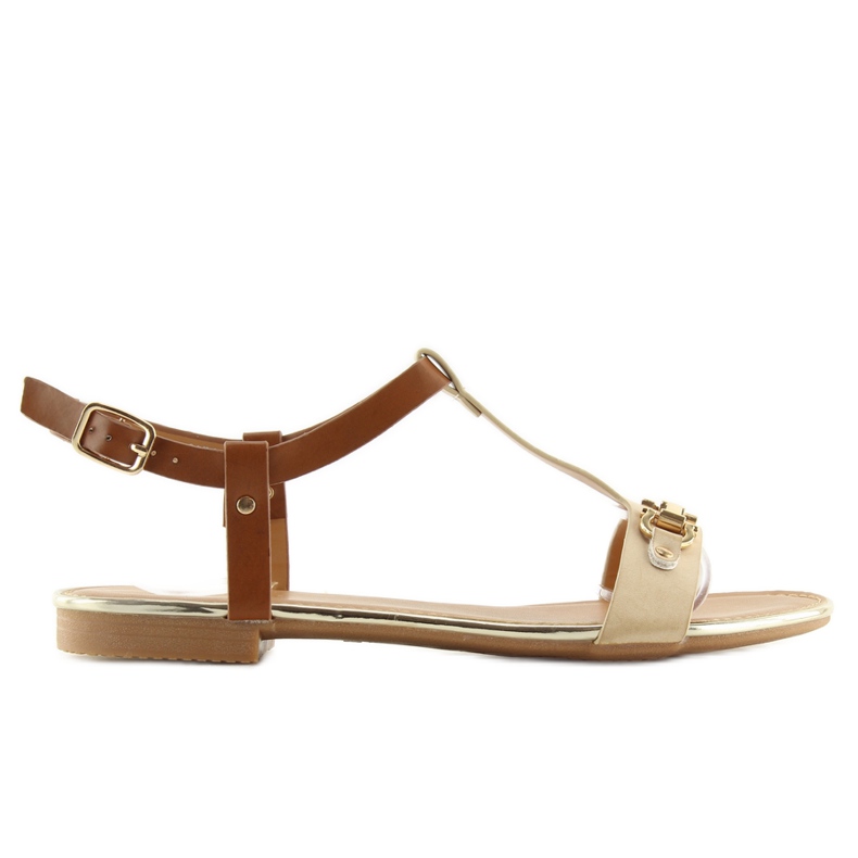 Beige Sandalen auf flacher Sohle 9871 Beige