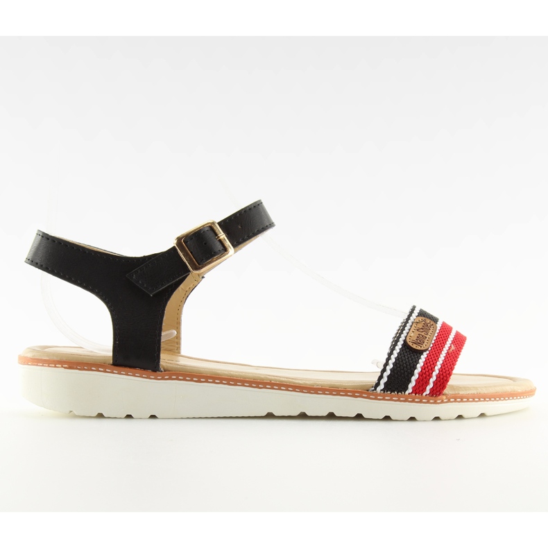 Schwarze Sandalen mit flacher Sohle J1024-A5 Schwarz