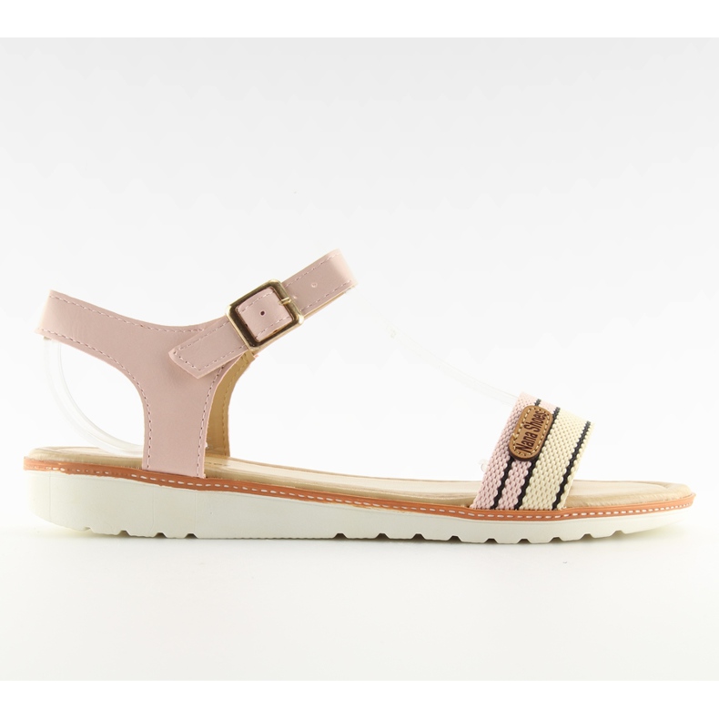 Rosa Sandalen auf flachen Sohlen J1024