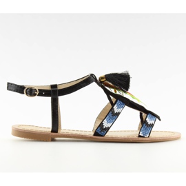 Schwarze Sandalen im Boho-Stil LQ-2662 schwarz