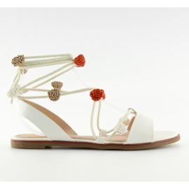 Weiße Sandalen mit gebundenem Knöchel SR-2687