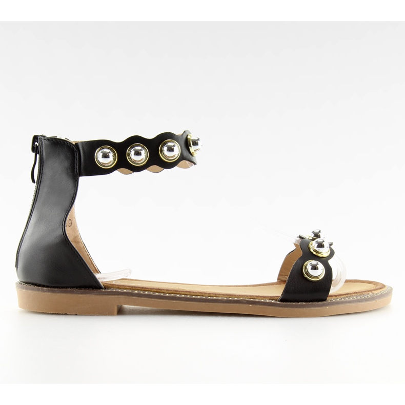 Schwarz VS-376 Schwarze Knöchelsandalen mit Verschluss